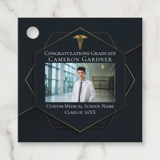 シック・メディカル・スクールフォトブラック卒業パーティー フェイバータグ (正面)