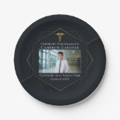 シック・メディカル・スクールフォトブラック卒業パーティー ペーパープレート (正面)