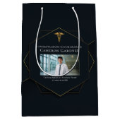 シック・メディカル・スクール写真卒業ブラック金ゴールド ミディアムペーパーバッグ (正面)