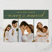 シック&メリーハートス結婚したクリスマスフォト 箔シーズンカード (正面)