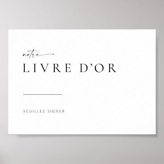 シック+モダンズ結婚ゲストブックサイン |フランスの | ポスター (正面)