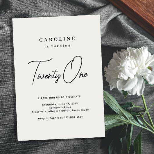 シック&モダン21歳の誕生日招待状 招待状
