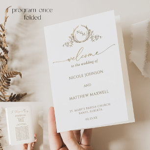 シック・モノグラムホワイト金ゴールド結婚の折り畳みプログラム