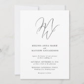 シック・モノグラムモダン・ブラック&ホワイト結婚ズ 招待状 (正面)