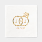 シック・モノグラム結婚ズリングや輪 箔ナプキン (正面)