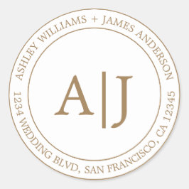 シック・モノグラム結婚ズ差出人住所金ゴールド ラウンドシール