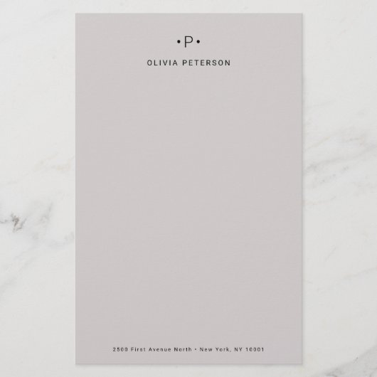 シック·モノミニマルグラム|グレー 便箋 (正面)