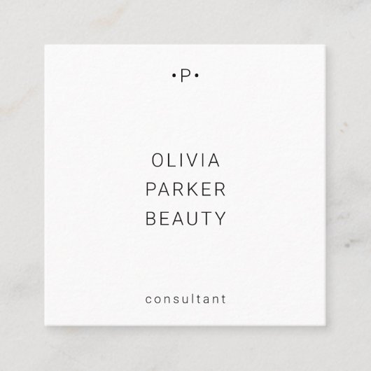 シック·モノミニマルグラム|白黒 スクエア名刺 (正面)