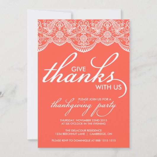 シック・モロッコレースサンクスギビングパーティの招待状 招待状 (正面)
