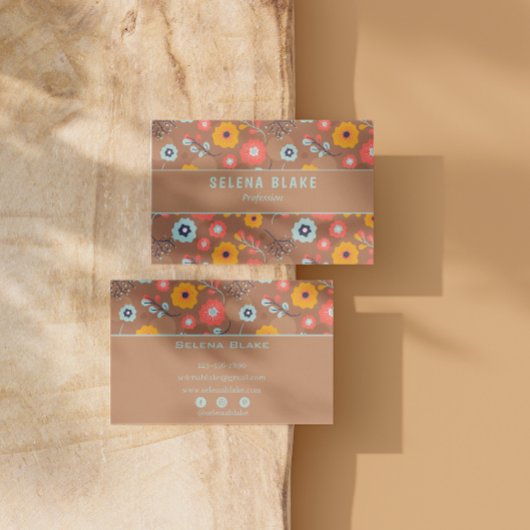 シック&ユニーク | トレンディーはっきりしたモダンエレガントフローラ 名刺