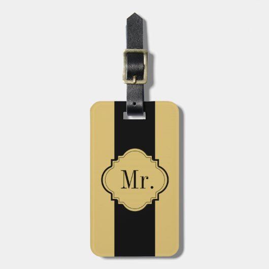 シック·ラゲッジ/バッグ·ラベル[Mr.] 43カーキ/黒 ラゲッジタグ (正面縦)