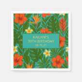 シック・ラッシュ・トロピカルフローラルアウ（ハワイ式宴会）誕生日パーティー スタンダードカクテルナプキン (正面)