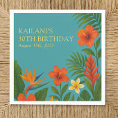 シック・ラッシュ・トロピカルフローラルアウ（ハワイ式宴会）誕生日パーティー スタンダードカクテルナプキン