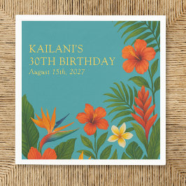 シック・ラッシュ・トロピカルフローラルアウ（ハワイ式宴会）誕生日パーティー スタンダードカクテルナプキン