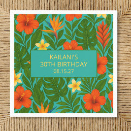 シック・ラッシュ・トロピカルフローラルアウ（ハワイ式宴会）誕生日パーティー スタンダードカクテルナプキン