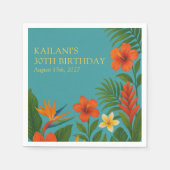 シック・ラッシュ・トロピカルフローラルアウ（ハワイ式宴会）誕生日パーティー スタンダードカクテルナプキン (正面)