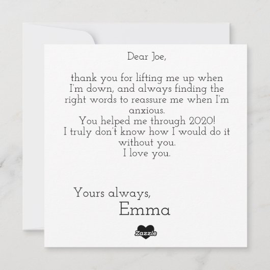 シック・ラブ・カスタムの写真家族か夫婦 シーズンカード (裏面)