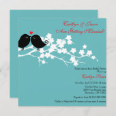 シック·ラブ·バード·ブライダル·シャワー·インビテーション 招待状 (正面/裏面)