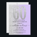 シック・ラベンダーシルバーグラデーショングリッター60th誕生日I 招待状<br><div class="desc">このシックガーリーな60th誕生日パーティーの招待状は、任意の女性の特別な日に最適である。パステルラベンダーパープルフェイクとシルバーグリッターの横勾配の背景の上に印刷されたスパークリー銀グリッターの大きい「60」を備えシンプルてグラデーションいる。シンプルよユニークモダンよかわいらしよエレガント!***重要なデザイン注：一致する製品要求、色変更、配置変更、その他の変更要求などのカスタムデザイン要求についてクリックは、「MESSAGE」ボタンをクリックするか、設計者に直接lafemme.art@gmail.com宛てに電子メールを送信してください。あなたは彼女に完全なデザインと新しい要求をカスタム電子メールで送ることができる。</div>