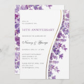 シック・ラベンダー結婚の葉50周年 招待状 (正面/裏面)