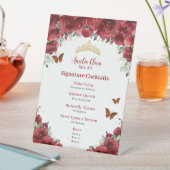 シック・レッドフローラ金ゴールドキンセアニェラカクテルメニュー 台座サイン (インサイチュ)