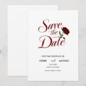 シック・レッド結婚・ローズ セーブザデート (正面/裏面)