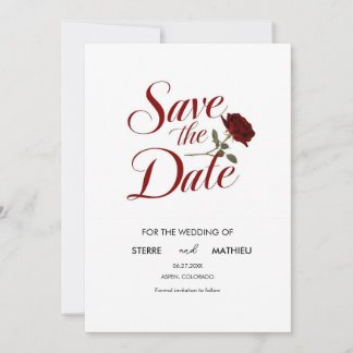 シック・レッド結婚・ローズ セーブザデート