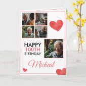 シック・レッド5フォトコラージュ100誕生日 カード (黄色い花)