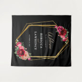 シック・レッド・ブラックフローラ結婚の歓迎 タペストリー (正面(横))