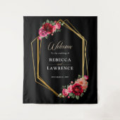 シック・レッド・ブラックフローラ結婚の歓迎 タペストリー (正面)