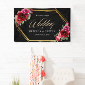 シック・レッド・ブラックフローラ結婚の歓迎 横断幕 (インサイチュ)