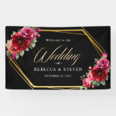 シック・レッド・ブラックフローラ結婚の歓迎 横断幕 (横)