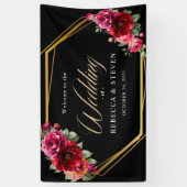 シック・レッド・ブラックフローラ結婚の歓迎 横断幕 (縦)