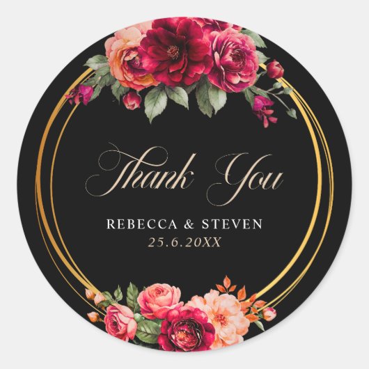 シック・レッド・ブラック結婚フローラの感謝していユーザ ラウンドシール (正面)