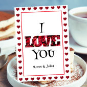 シック・レッド&ホワイト私はあなたを愛するハートバレンタインデー シーズンカード