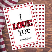 シック・レッド&ホワイト私はあなたを愛するハートバレンタインデー シーズンカード