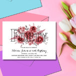 シック・レッド・マルーングリーンリーフローラ40th Birthday 招待状<br><div class="desc">フローラエレガント誕生日の招待素晴らしは、ブラックで"4"という単語と水色の赤いマルーンのバラブーケを特徴とする。</div>