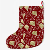 シック・レッド・金ゴールド・ダイヤモンド・クリスマス ラージクリスマスストッキング (裏面)