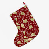 シック・レッド・金ゴールド・ダイヤモンド・クリスマス ラージクリスマスストッキング (裏面 (吊り時))