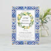 シック・レモン・モザイク結婚タイル50周年 招待状 (スタンド正面)