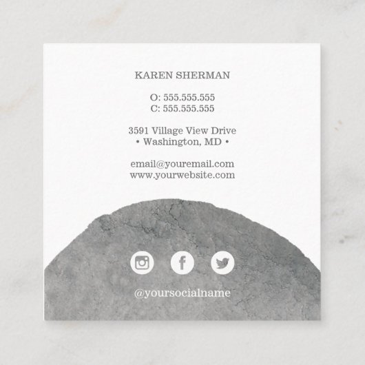シック·ロゴ·プロフェッショナル·トレンディー·グレー·ソーシャル·メディア スクエア名刺 (裏面)