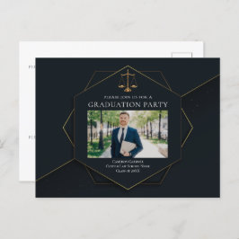 シック・ロースクール写真卒業パーティー インビテーションポストカード