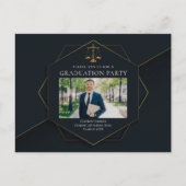 シック・ロースクール写真卒業パーティー インビテーションポストカード (正面)