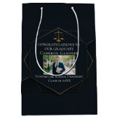 シック・ロースクール写真黒金ゴールド卒業パーティー ミディアムペーパーバッグ (正面)