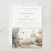 シック・ワシントンDCウォーター結婚カラー記念日 招待状 (正面)