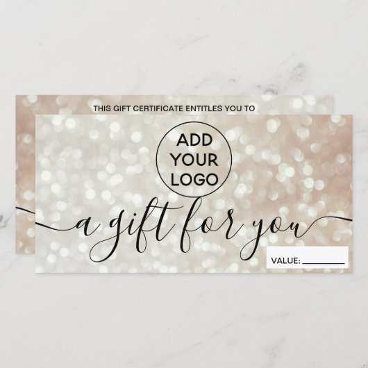 シック《写真》ぼけ味金ゴールドグリッターロゴギフト券 (正面/裏面)