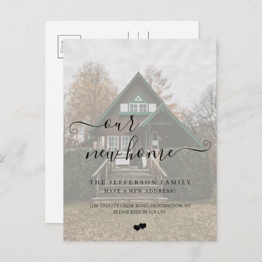 シック・引っ越しました・フェイクベラム効果写真Aの動き 案内ポストカード (正面/裏面)