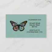 シック(昆虫)オオカバマダラ、モナークバタフエレガントォーターカラーグリーン 名刺 (裏面)