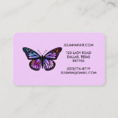 シック（昆虫）オオカバマダラ、モナークバタフエレガントォーターカラー薄紫 名刺 (裏面)