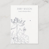 シック《植物》スイレンフローラスケッチスタッドイヤリングディスプレイ 名刺 (正面)